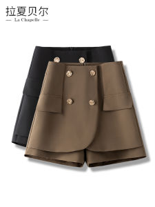La Chapelle Woolen A-Line Mini Skirt Pants Fashionable Wide Leg Boot Pants Outerwear High Waist Commute Style Ladies Trousers