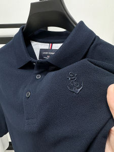 Heavyweight 100% Pure Cotton Polo Shirt Mens Summer High-end Embroidery Short Sleeve Casual Collar Split Bottom up Shirt