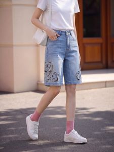 Basic House | Light Blue Lace-Up Denim Shorts Summer Straight