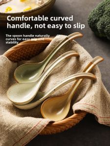 Retro Handmade Ceramic Soup Spoon Dining Utensils Small Soup Spoon Meal Eating Spoon Ceramic Spoon Bowl Soup Drinking Spoon