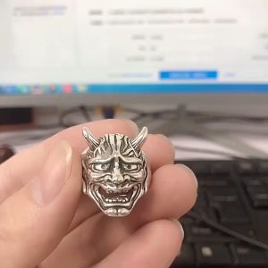 Cincin Topeng Iblis Oni Jepang Gaya Retro Pria Model Terbuka