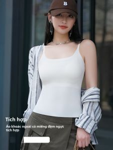 MiiOW | Áo ba lỗ không dây cổ chữ V lưng đẹp dành cho nữ mùa thu Áo ngực tích hợp Áo ngực trong suốt Áo ngực có đệm ngực