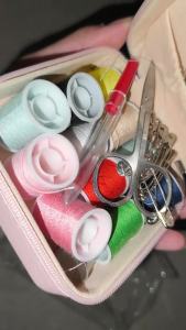 1Box Premiums Portable Sewing Kit Box 18 Pcs Thread Tools Set Heavy Duty Storage Organizer for Home Travel Square Sewing Kit