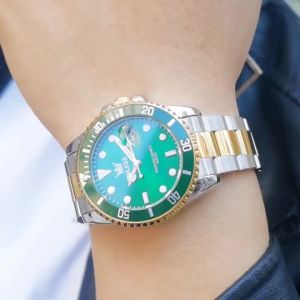 OLEVS | OLEVS Top Original Men Quartz Watch Green Waterproof Watch for Men Stainless Steel Quartz Men Luxury Watch Luminous Wristwatch