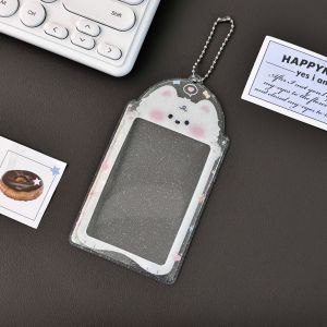 1Pcs Kpop Photocard Holder Kawaii House Card Holders with Chain Clear PVC Cover Card Holder Kpop Keychain
