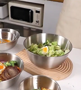 3Pcs/Set Mixing Bowl for Baking Korean 304 Stainless Steel Bowl Multifunctional Fruit Salad Bowl