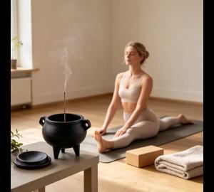 Lư Hương Thiền Yoga Bằng Gang Có Nắp Tháo Rời Giá Đỡ Hương Hình Ba Chân Dùng Trang Trí Nhà Cửa Quà Tặng Halloween