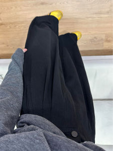 High Waist Wide Leg Jeans for Pear Shaped Women Black Casual Loose Fit Autumn Pants Trousers with Pockets Water Washed