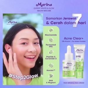 Marina Expert White & Glow Acne Clear+ Series | Facial Wash | Moisturizer Cream | Face Serum | Spot Gel | Clay Mask