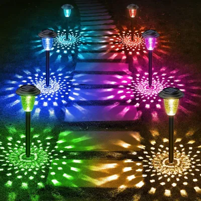 ไฟทางเดินพลังงานแสงอาทิตย์เปลี่ยนสี RGB สว่าง/อบอุ่นสีขาวโคมไฟสวนกันน้ํากลางแจ้งขับเคลื่อนไฟเส้นทางภูมิทัศน์สําหรับลาน