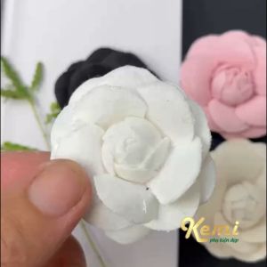 Hoa trà dạ bông 5cm cài áo làm tag nơ trang trí váy đầm thủ công phụ liệu thời trang handmade