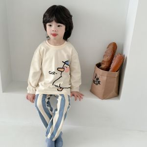 Spring New Childrens Sleepwear Cartoon Pure Cotton A-Class Home Clothes Baby round Neck Long Sleeve Long Pants Boys Girls