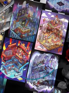 Large Size Dark Style Miniature Landscape Stickers Infeel.me Brand Business Supplies Cultural Goods Paper Products