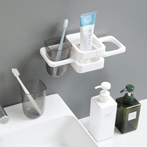 THK Rak cangkir Gigi Gelas Kumur Tempel Gantung Kamar Mandi Tempat Organizer Odol Tooth Brush Holder.