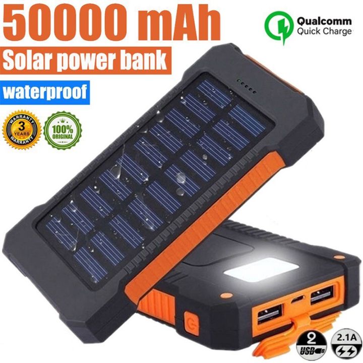 50000mAh power bank awet tahan lama Solar Power Bank Charger USB Ports Powerbank External Charger Flashlight/power bank solar fast charging/solar power bank 50000 mah/power bank solar panel surya