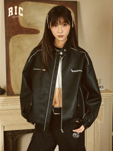RickyisClown | Retro Racing Leather Jacket Men Loose Premium Sense