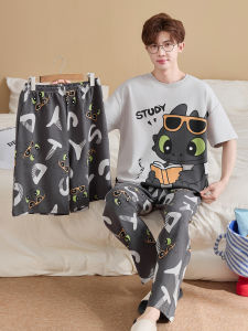 ANZHAOQI | Cotton Cartoon Short Sleeve Long Pants Pajama Set