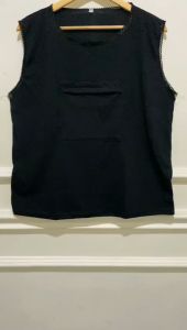 Singlet Kantong Depan Wanita Dalaman Gamis Perlengkapan Haji dan Umroh Inner Tanktop Hitam