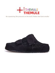 THEMULE | Summer Canvas Mesh Shoes Clunky Big Head Slip-on Half Slippers