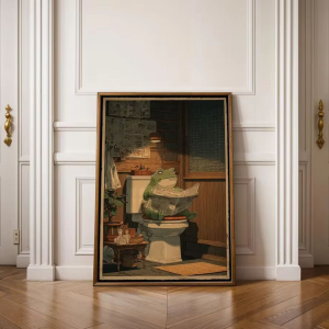 Japanese Frog Print Frog Bathroom Print Japanese Wall Art Funny Bathroom Print Vintage Funny Frog Wall Art Japanese Inspire