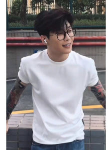 Fitted Sporty Solid Color T-shirt Short-Sleeved