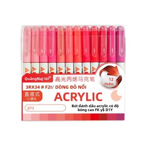 Bộ 12 Bút Dạ Quang Acrylic Cứng Đầu Màu Sắc Đa Dạng Độ Bóng Cao Dùng Cho Sổ Tay Học Sinh Vẽ Tranh DIY Và Đồ Dùng Vẽ Graffiti.