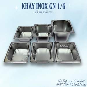 🅾️ KHAY INOX GN 1/6 / KHAY ĐỰNG THỰC PHẨM / KHAY ĐỰNG TOPPING / KHAY BUFFET / KHAY INOX SƠ CHẾ THỰC PHẨM