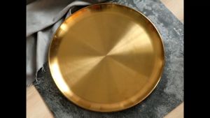 Dĩa tròn inox vàng  đựng thức ăn trang trí trưng bày