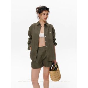 SHEITAOZI | Embroidered Linen Pure Color Elegant Casual Suit