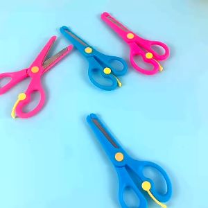 Kids Safety Plastic Scissors Paper Cut DIY Photo Album Lace Art Plastic Scissors Training Scissors