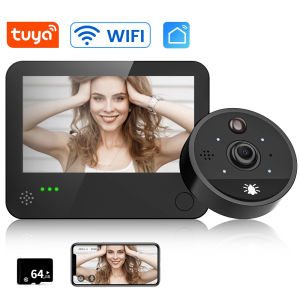 Tuya 1080P HD Peephole Viewer WiFi Smart Video Doorbell Peephole Viewer Degree Door Viewer Remote Intercom Security Monitor