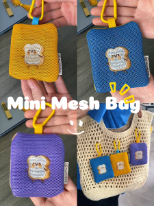Mini Mesh Pouch Cute Carton Toast Design Earphone Storage Bag for AirPods Keys Coins Wallet Bag Pendant