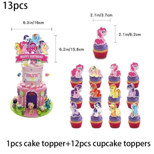 Hasbro | KAYOU My Little Pony Themed Disposable Party Tableware Paper Cups Paper Plate Childrens Birthday Party Decoration Supplies