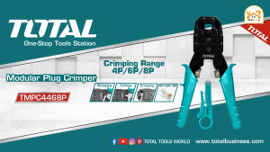 Kềm Bấm Cos Viễn Thông TOTAL TMPC4468P 8 inch – Uốn Mép Tước Cắt Dây Mạng & Điện Thoại - Hàng chính hãng.