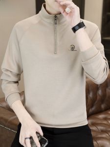 HENGYUANXIANG | Hengyuanxiong Mens Zipper Hoodie Long Sleeve Stand Collar Sweatshirt Fashion Urban Style Polyester Blend Autumn New Arrival