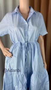 Midi Dress Stripe 1101-80 Realpict Bahan Katun Salur LD 104 PJG 104 CM