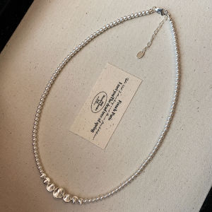 Pure Silver Cats Eye Matte Ball New Chinese Style Natural Green Agate Womens High End Luxury Minimalist Personality Necklace