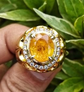 Cincin Batu Permata Yellow Sapphire Catam Original