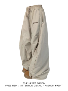 Quần Ống Rộng American High Street Cho Nữ Mùa Thu Đông Mới Quần Dài Ống Rộng Có Dây Rút Cạp Cao Lót Lông Cừu