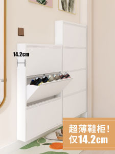 Ultra-Thin Steel Shoe Cabinet Large Capacity Modern Entrance Storage Flip Slim Bracket Home Use Door behind Organizer