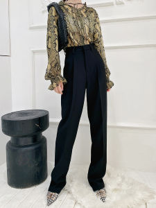 Iron-Free High Waist Straight Leg Black Casual Pants Womens Spring Autumn New Style Slimming Tapered Suit Pants