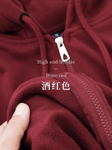 เสื้อสเวตเตอร์คอวีแขนยาวผ้าฝ้ายสีแดงเข้ม ทรงหลวม ทรงปกติ ฤดูใบไม้ผลิและฤดูใบไม้ร่วง สำหรับผู้ชาย เสื้อคลุมกันหนาวแบบสวมหัว