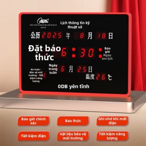 Compas | Đồng Hồ Treo Tường LED Kỹ Thuật Số Lịch Vạn Niên Im Lặng