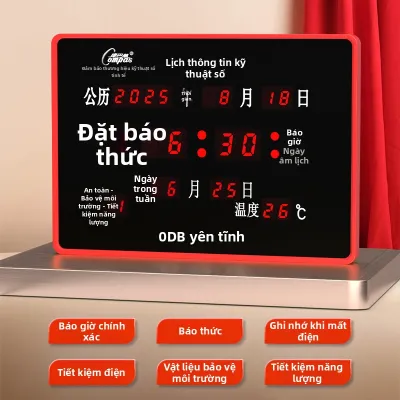 Compas | Đồng Hồ Lịch Vạn Niên Treo Tường LED Số
