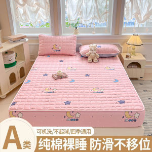 ผ้าคลุมเตียงแบบครอบเต็มผ้าฝ้ายแท้หนาป้องกันการติดเชื้อป้องกันการลื่นสำหรับเด็ก ผ้าคลุมหมอนแบบยืดหยุ่นทั้งตัว