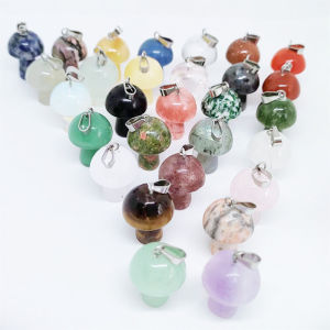 Natural Crystal Mushroom 2cm Mushroom Pendant DIY Agate Amethyst Fluorite Mushroom Modeling Pendant Necklace Accessories