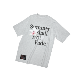 1JINN STUDIO | Floral Letter Print Oversized Loose Drooping Shoulder Rhinestone T-Shirt
