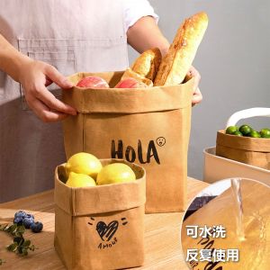 Washable Brown Packing Paper Buggy Bag Thickened Kraft Paper Bag Oil-Proof Waterproof Refrigerator Kitchen and Bedroom Buggy Bag Flowerpot
