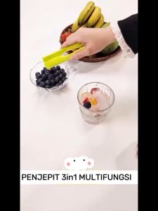 Penjepit Makanan / Masakan Jepitan Gorengan Capitan Roti Kue Bahan Plastik Set 3in1 Warna Warni