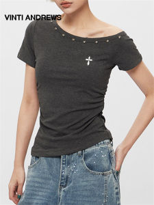 Off-shoulder Slim Fit Fashion T-shirt